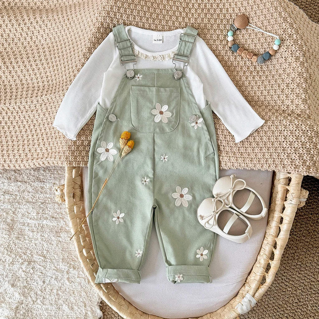 Embroidered Knitted Sleeveless Baby Romper