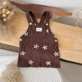 Baby Girls Corduroy Floral Embroidered Strap Dress