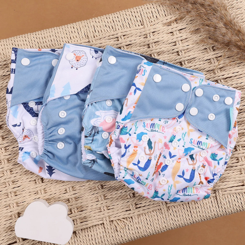 HappyFlute 4-Piece Eco-Friendly Reusable Pocket Cloth Diaper Set